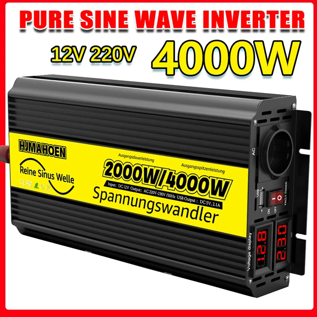 Pure Sine Wave Inverter DC12V/24V To AC220V 50HZ/60HZ 1500W 2000W 3000W  4000W Voltage Converter Portable Car Solar LED EU Socket - AliExpress