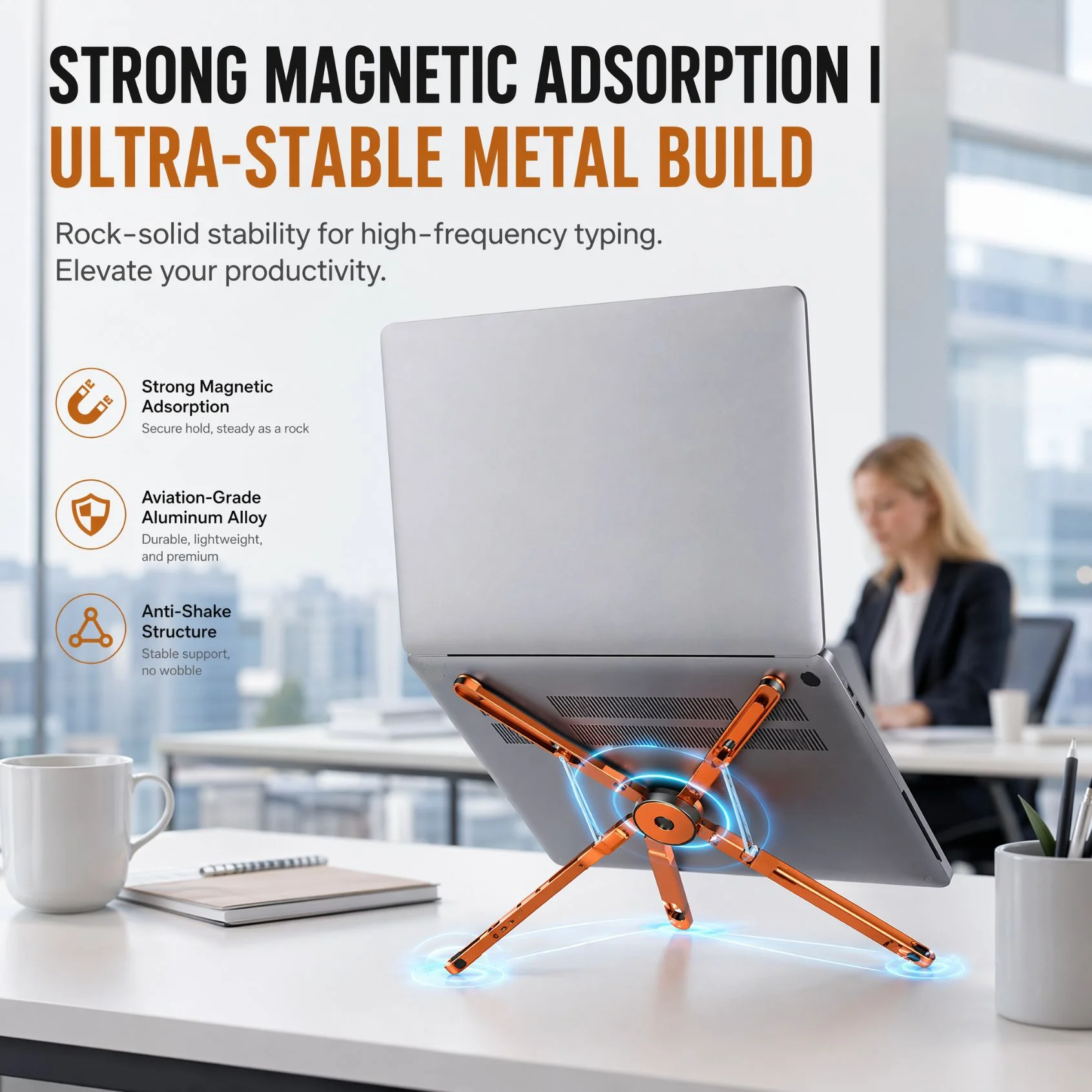 Magnetic Stand for MagSafe, Foldable Phone Holder for Car Desk Travel, Compatible iPhone 17 16 15 Pro Max iPad Laptop Macbook
