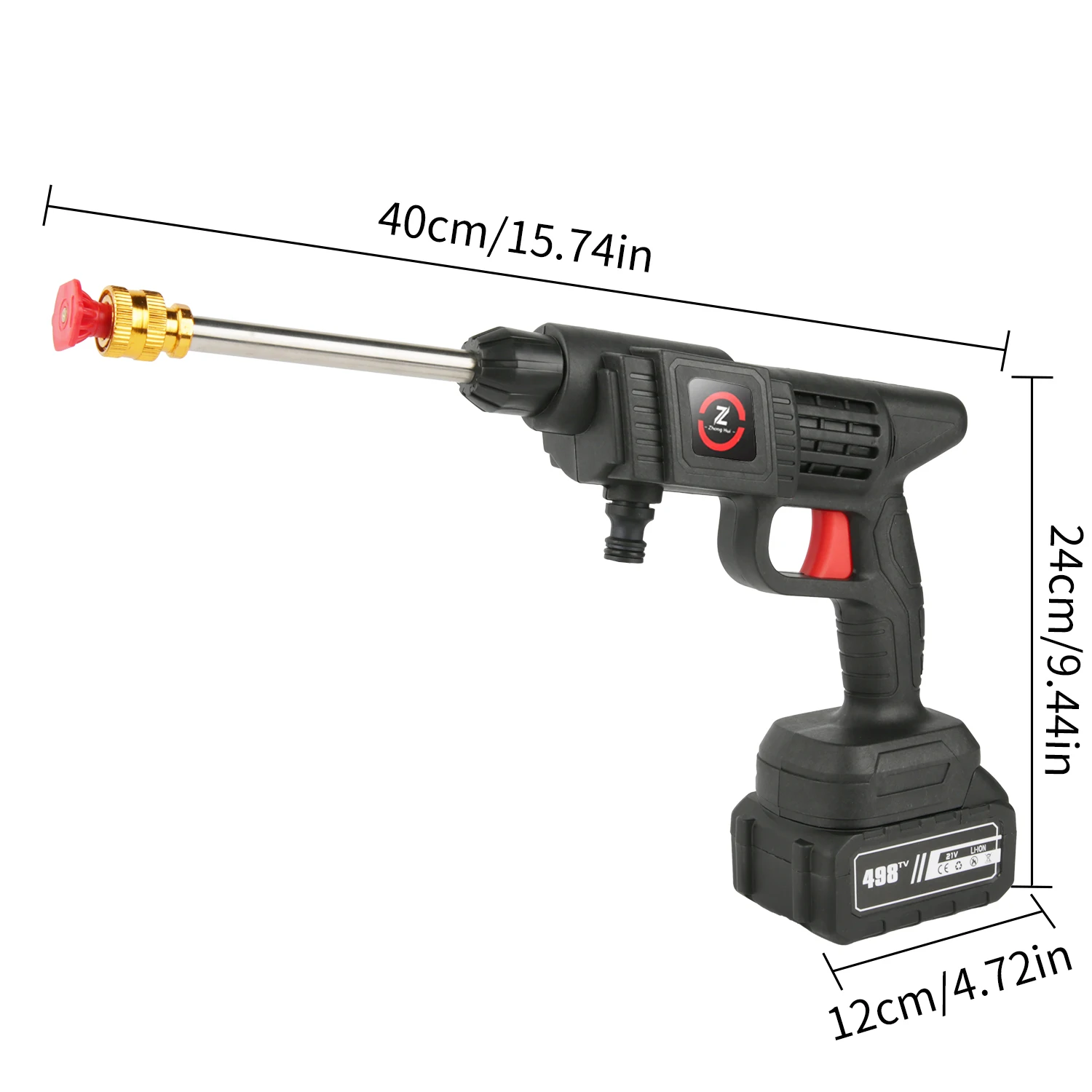 Water gun connected to hose and prepared for cleaning