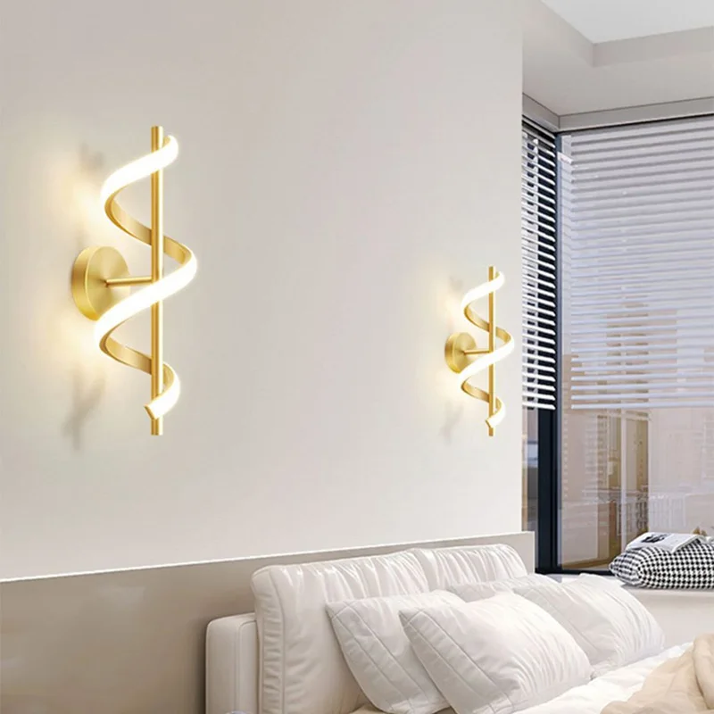 Minimalist LED Wall Lamp Nordic Bedroom Bedside Sconce Black White Gold Decorative Lighting Living Room Corridor Indoor Fixtures