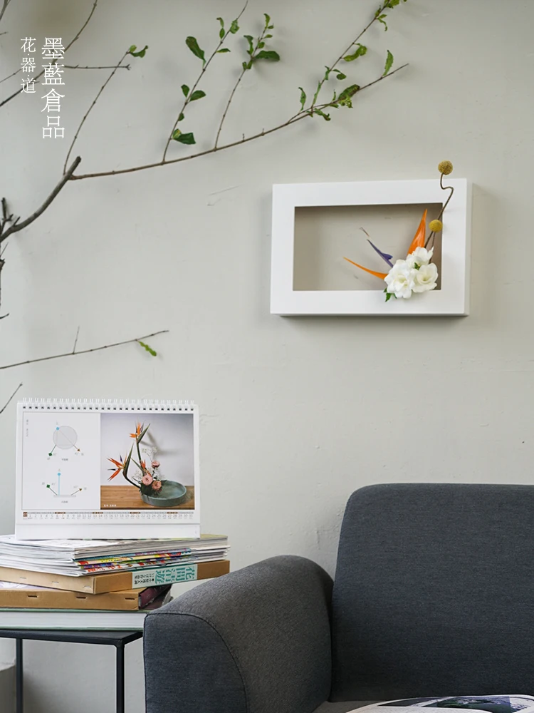 Japanese Ikebana Plastic Plant Arrangement Tools, Photo Frame Flower Pot, Wall Hanging, Living Room, Desktop 3