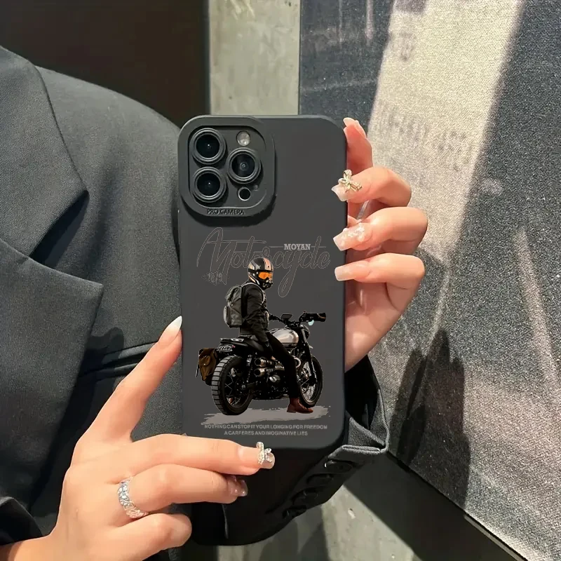 Stylish Biker-Inspired Silicone Phone Case - Soft and Durable Cover