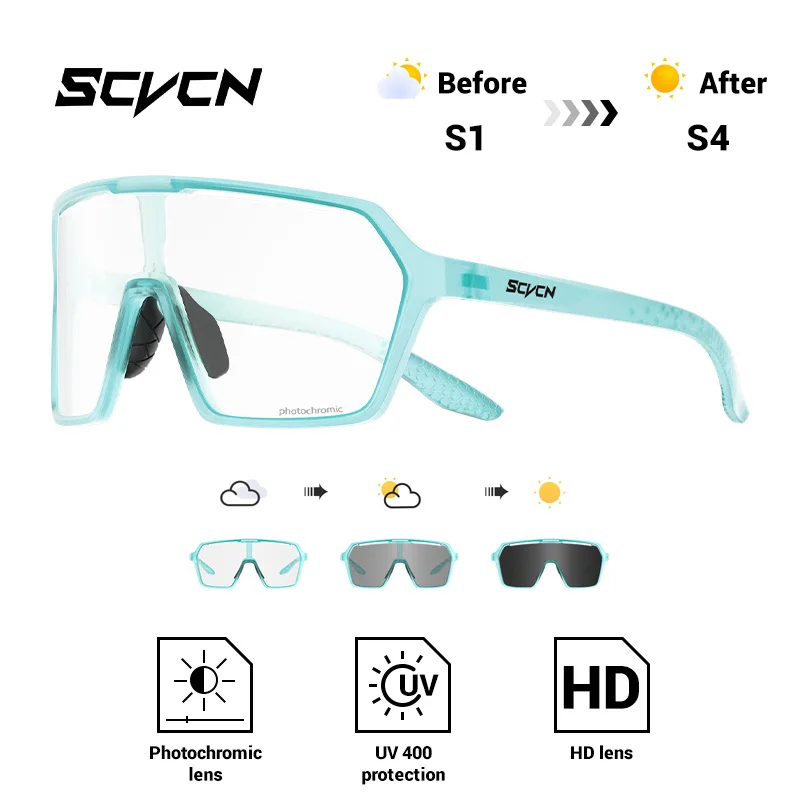 Unisex Photochromic Outdoor Sports Sunglasses - UV400 Protective Eyewear for Cycling, Running, and Hiking
