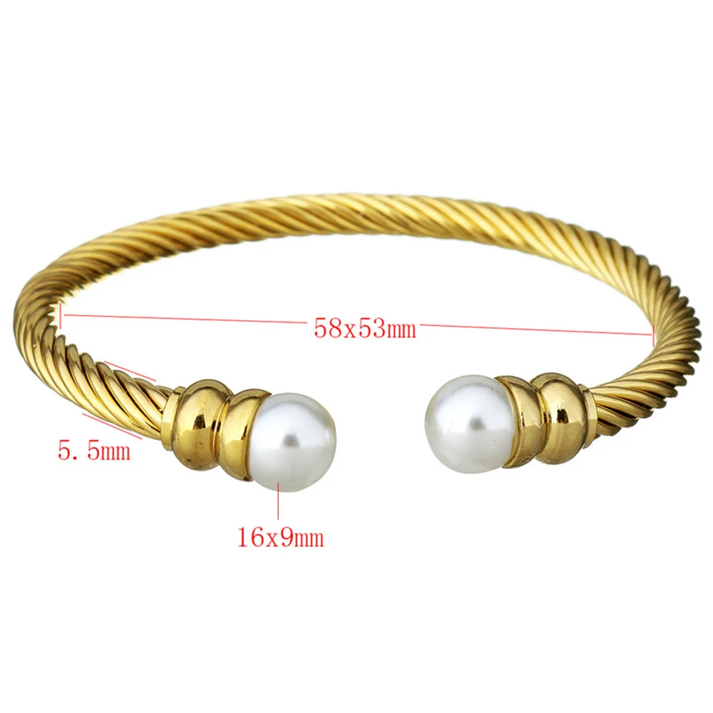 Bracelet Jewelry Stainless Steel Open Twisted Wire Bangle Women