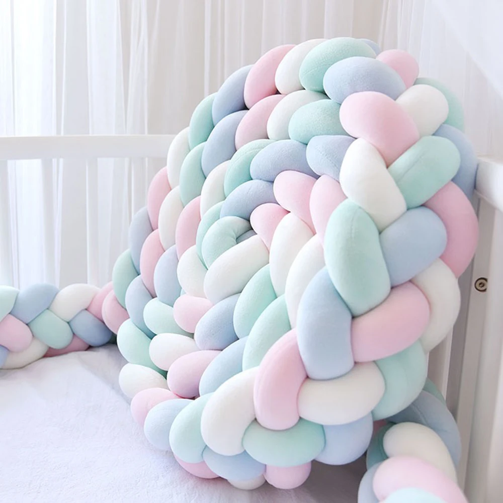 Baby Bed Bumper Knotted Braided 2M/1M Handmade Soft Pillow Pad Cushion Nursery Cradle