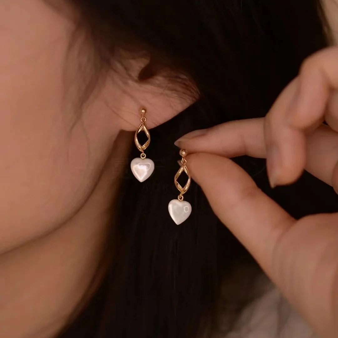 

Оригинальные золотые серьги с естественной строчкой, 18 К