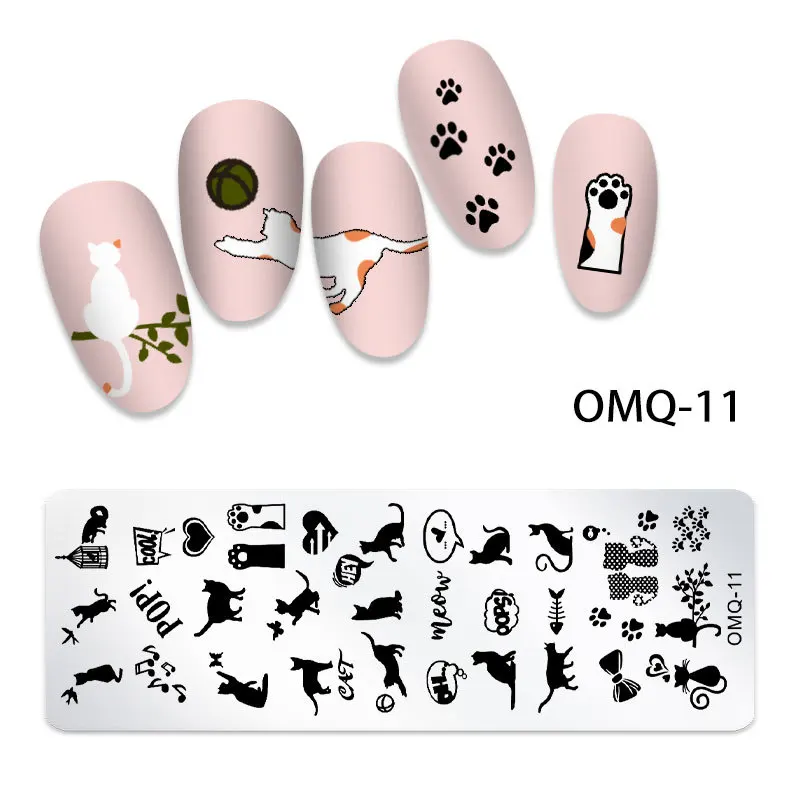 Cartoon Animals Nail Art Stamping Plates Rose Cats Butterfly Dandelion Image Printing Stencils Nail Stamp Templates Nail Tool 5