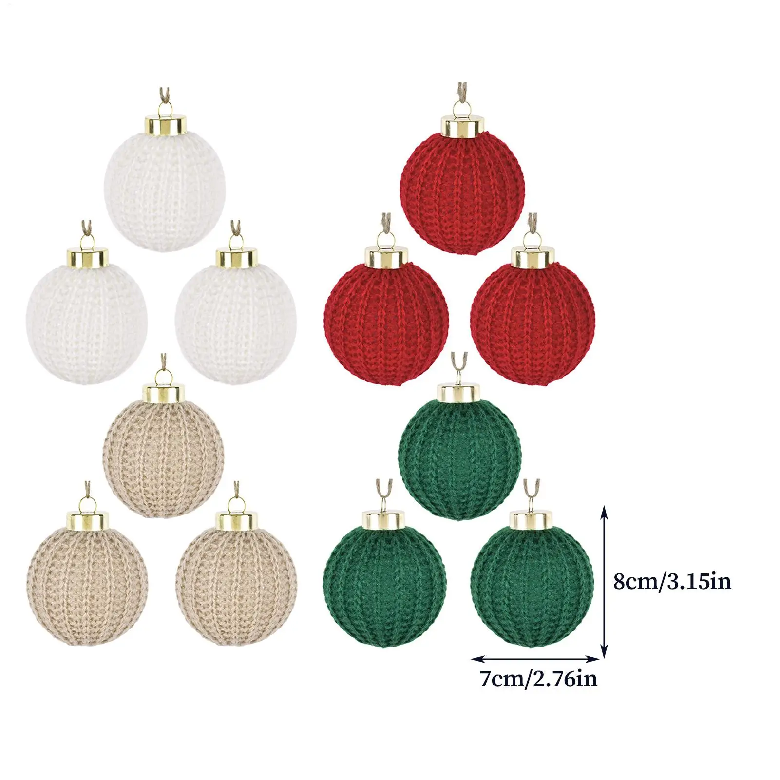 Christmas Tree Ornaments Crochet Table Centerpieces 12 Pieces Yarn Ball Pendant Decorations For Party Garland Wreath Living Room