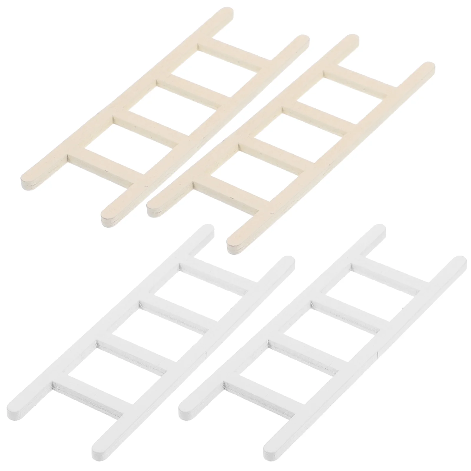 

4 Pcs Small Furniture Mini Ladder Ornament Christmas Decor Outdoor Wood Landscape