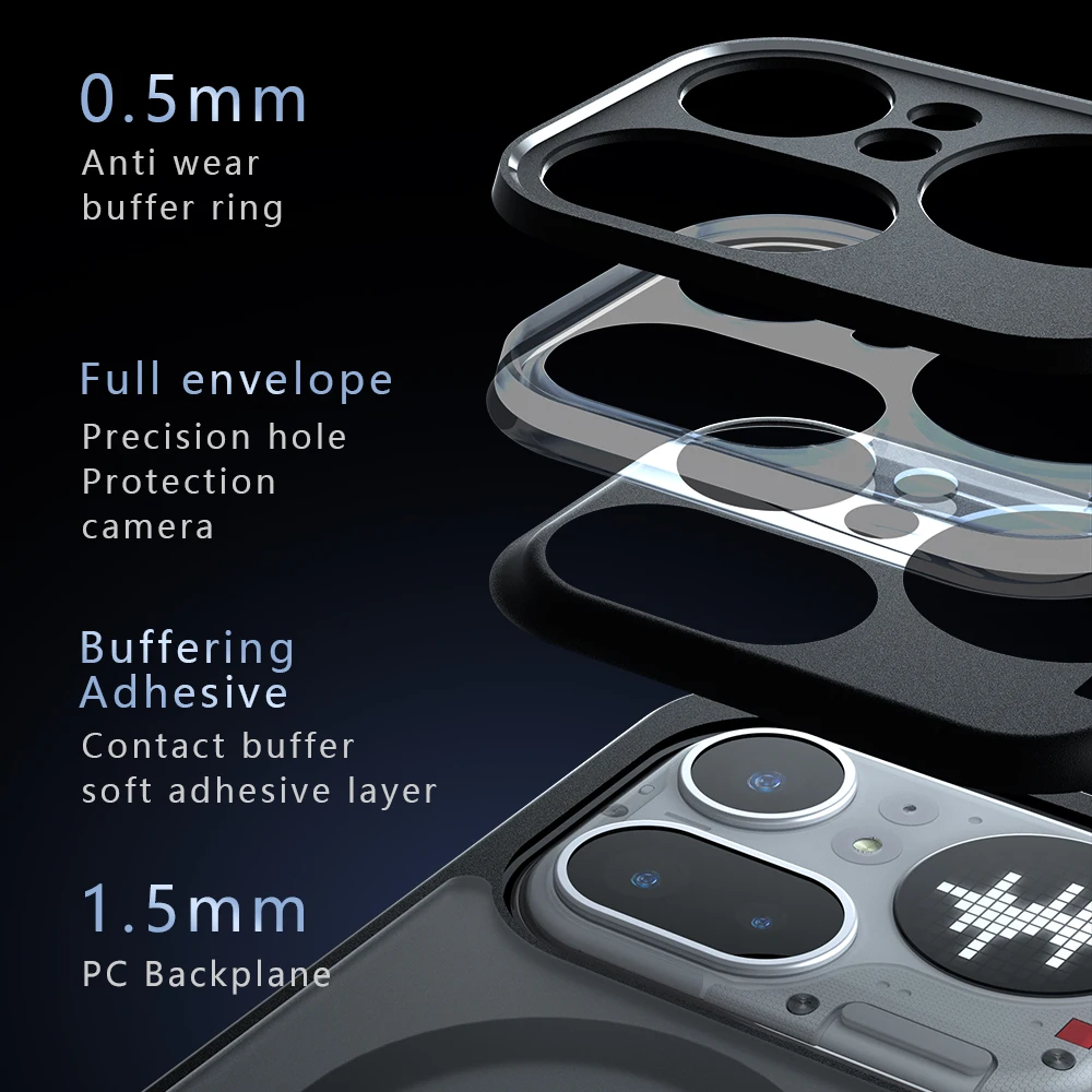 Magnetic 360° Rotating Stand Shockproof Transparent Case with Frosted Acrylic Finish