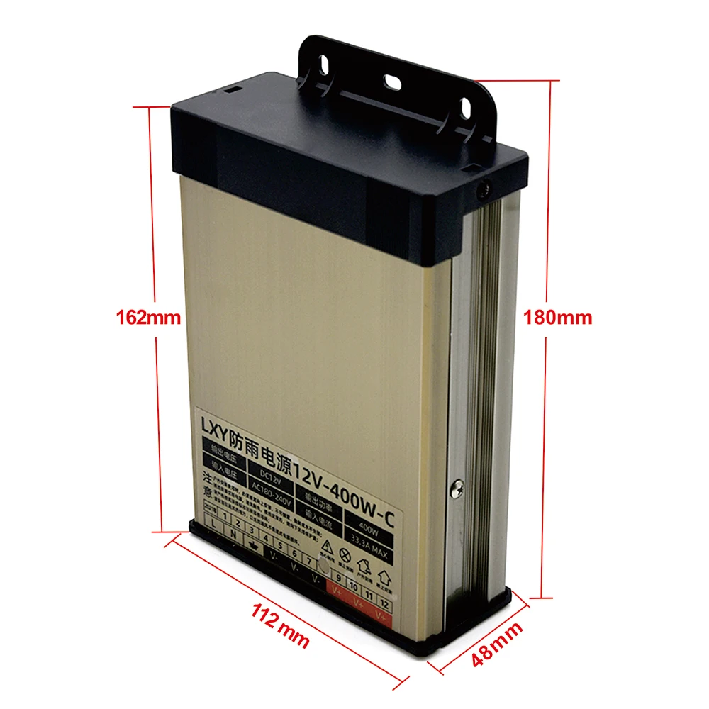 220V TO 12V Power Supply 500w 400w 300w 200w Lighting Transformer Outdoor Rainproof Power Supply Source Adapter LED Strip Driver led lamp driver