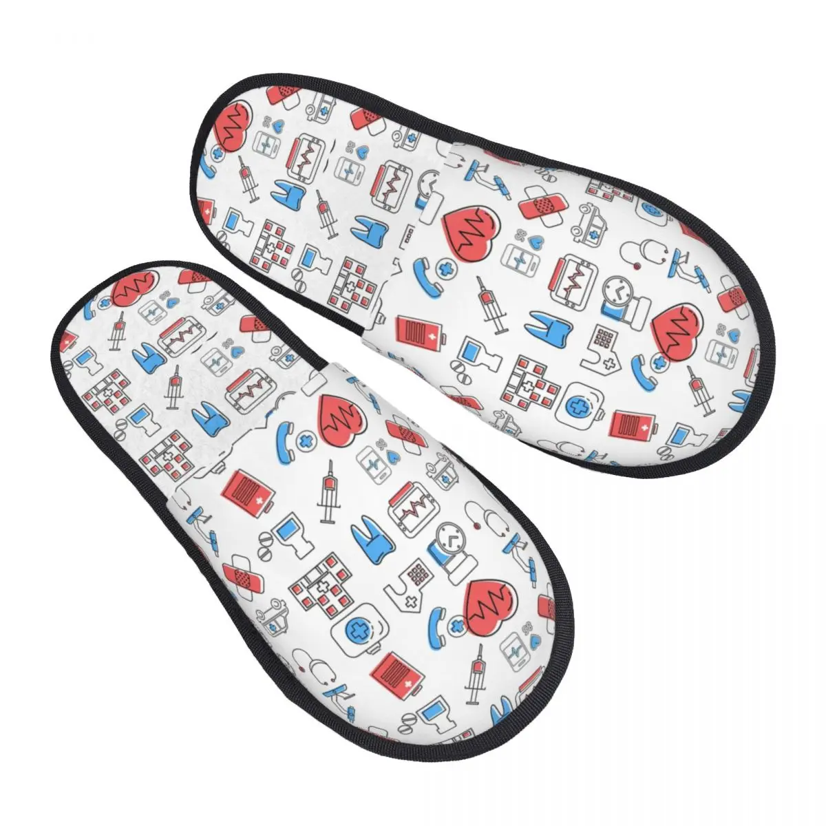 

Nursing Supplies Pattern Guest Slippers for Spa Women Custom Print Funny Nurse Pattern House Slipper