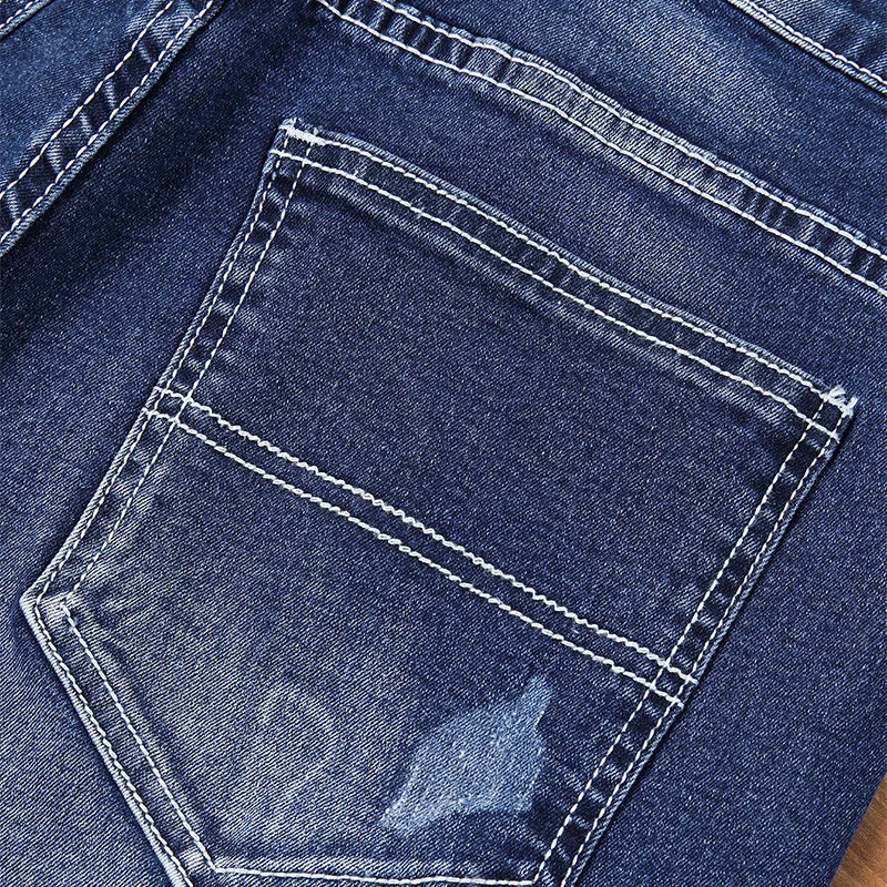 Summer Jeans Shorts Men Jeans Denim Pants Denim Shorts New Summer Men's Stretch Straight Denim Pants Casual Slim Fit Middle Pants Pockets Hole Denim Shorts Male