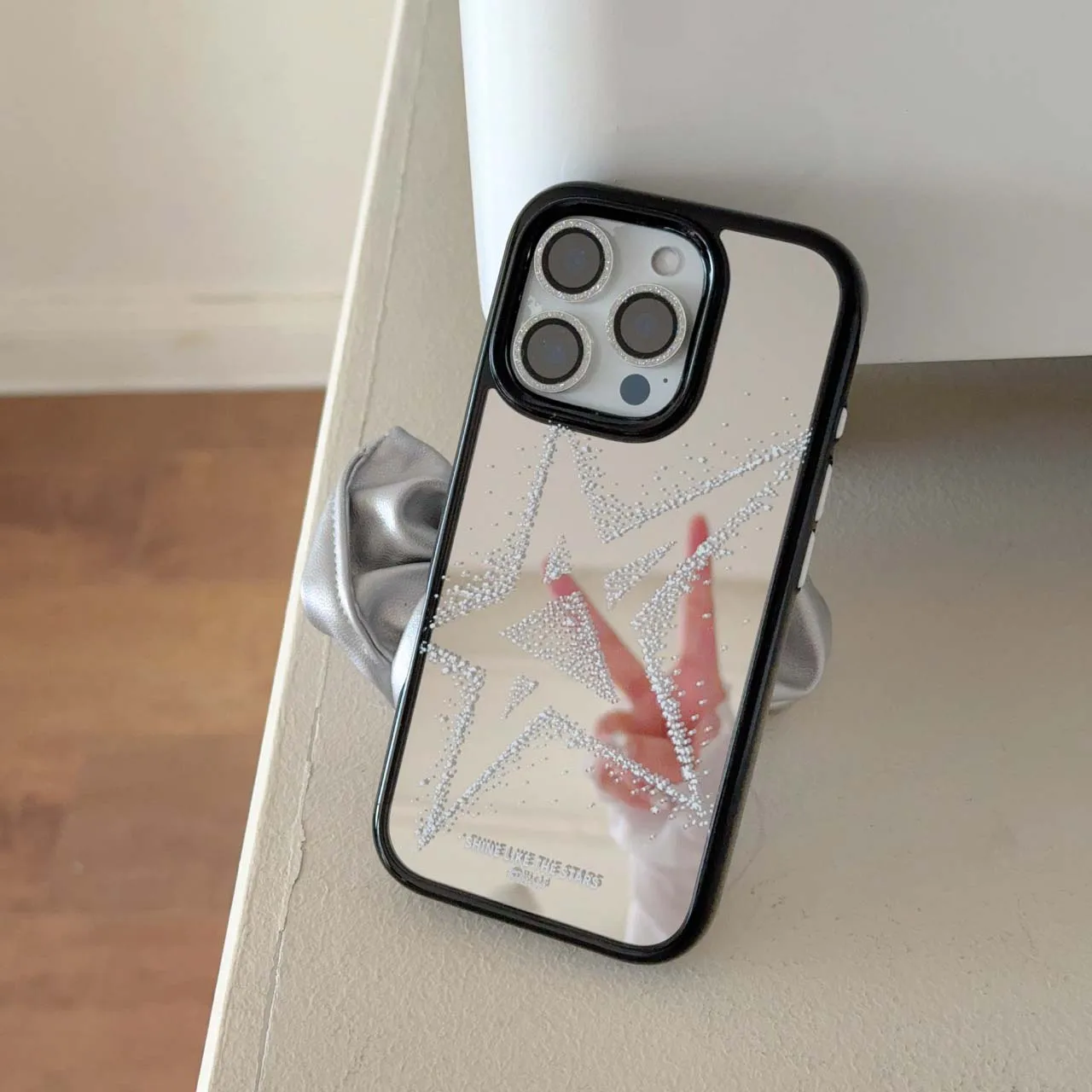 Shiny Stars Mirror Shell Cartoon Phone Case with Enhanced Protection