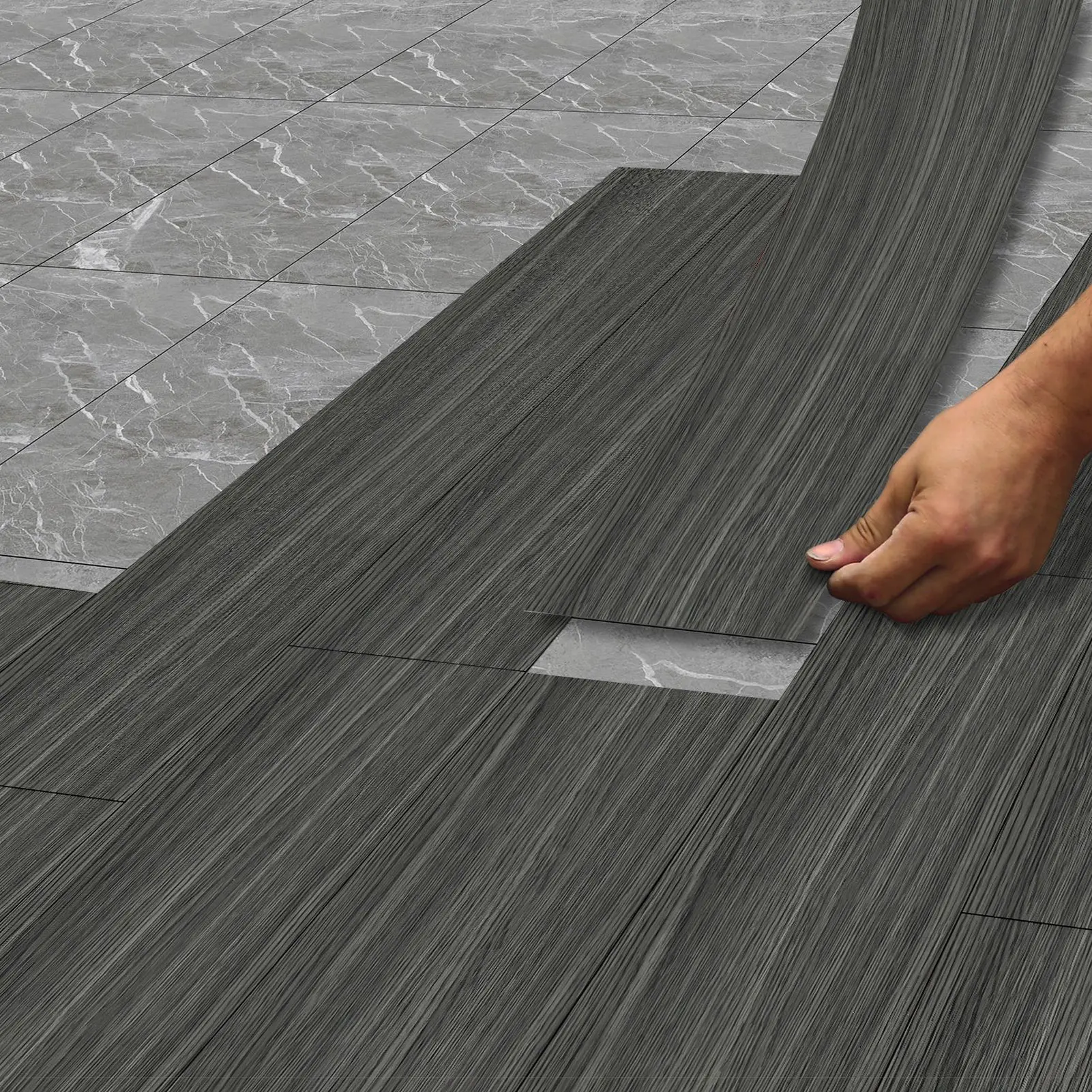 Водостойкая Нескользящая самоклеящаяся напольная плитка 20x300 см из ПВХ с отделкой под дерево