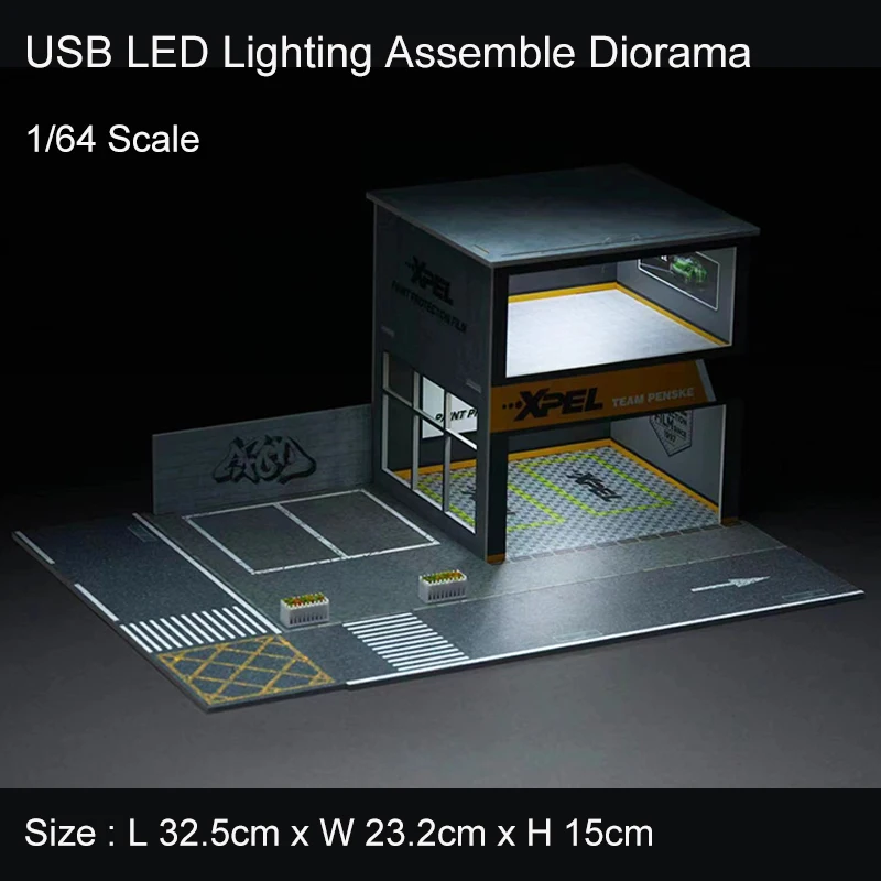 Assemble Diorama 1:64 USB LED Lighting Model Car Parking Garage
