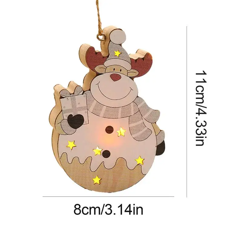 Wood Tree Ornament With Lights Cartoon Wood Pendants With Warm Lights Home Decor Products For Christmas Tree Door Wall Railings images - 6