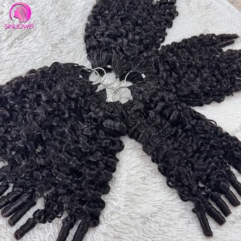 100% Human Hair Feather Crochet 12A Burmese Curly Natural Black Pre-Separated Feather Crochet Invisible Crochet Hair Extensions 1