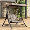 2-Seat Deluxe Outdoor Patio Porch Swing with Weather Resistant Steel Frame, Adjustable Tilt Canopy 2