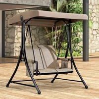 2-Seat Deluxe Outdoor Patio Porch Swing with Weather Resistant Steel Frame, Adjustable Tilt Canopy 2
