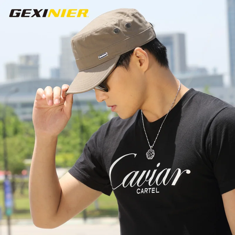 Fashion Flat Top Military Hat Cotton Snapback Cap Men Women Vintage Baseball Caps Dad Hats Adjustable Size 55-59cm