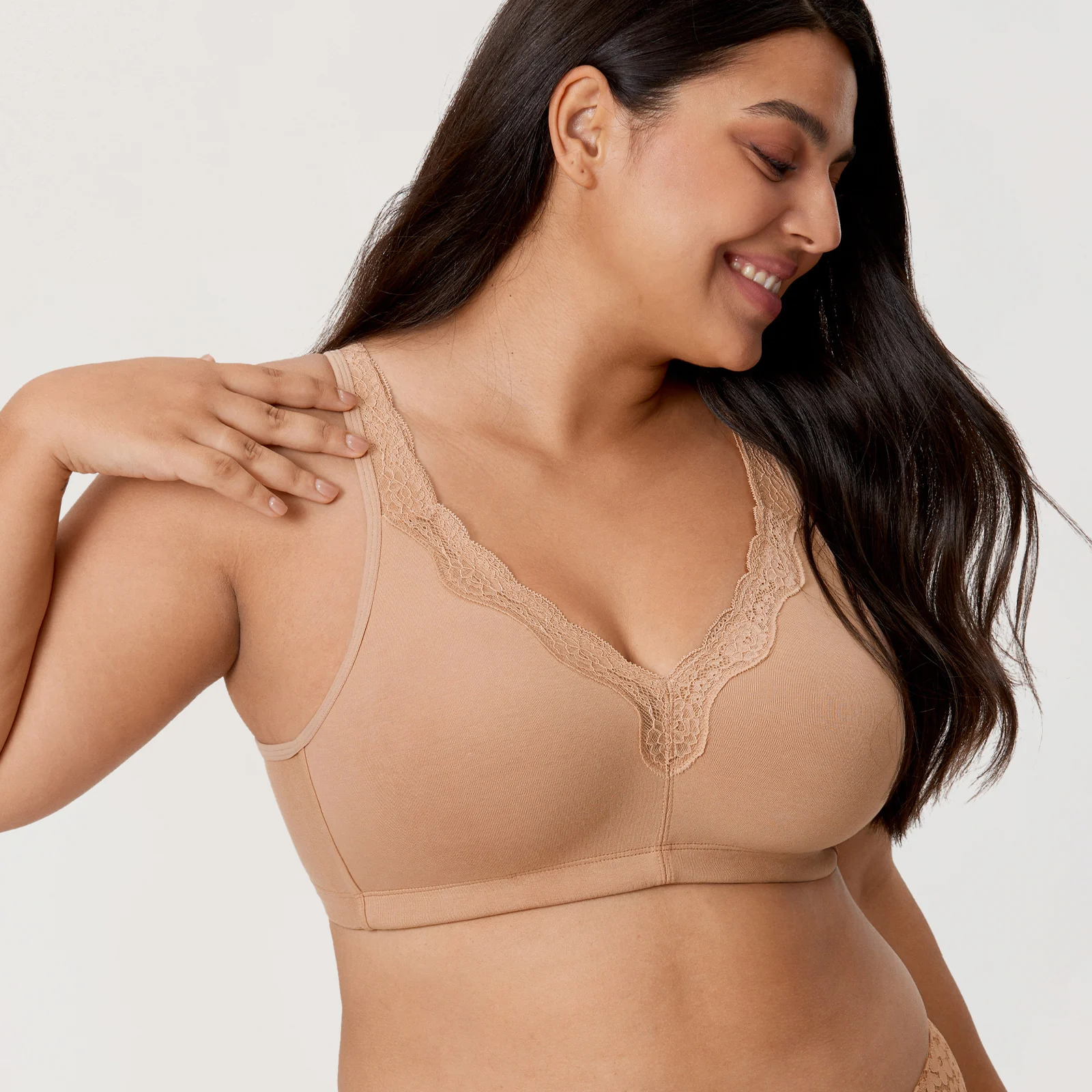 Women's Plus Size Wireless Lace Cotton Bra Unlined Full Coverage Comfort Breathable Sleeping Bras D DD E F G