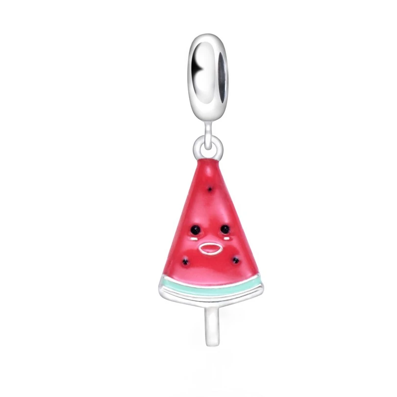 

PANQDIY Original Summer Smiling Face Watermelon Diy Accessories S925 Sterling Silver Charm Bracelet Necklace Pendant For Women
