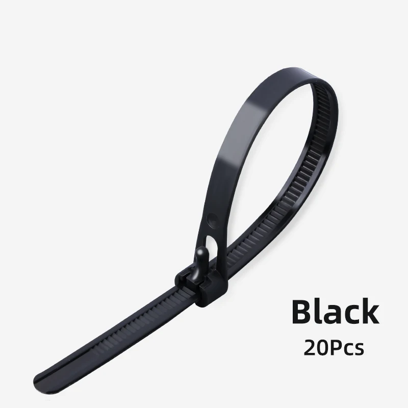 20 adet Plastik Yeniden Kullanılabilir Kablo Zip Bağları 8*200/250/300/450 Serbest Bırakılabilir Naylon Gevşek Slipknot Geri Dönüşüm Ayrılabilir Paket Ayarlamak 5*200