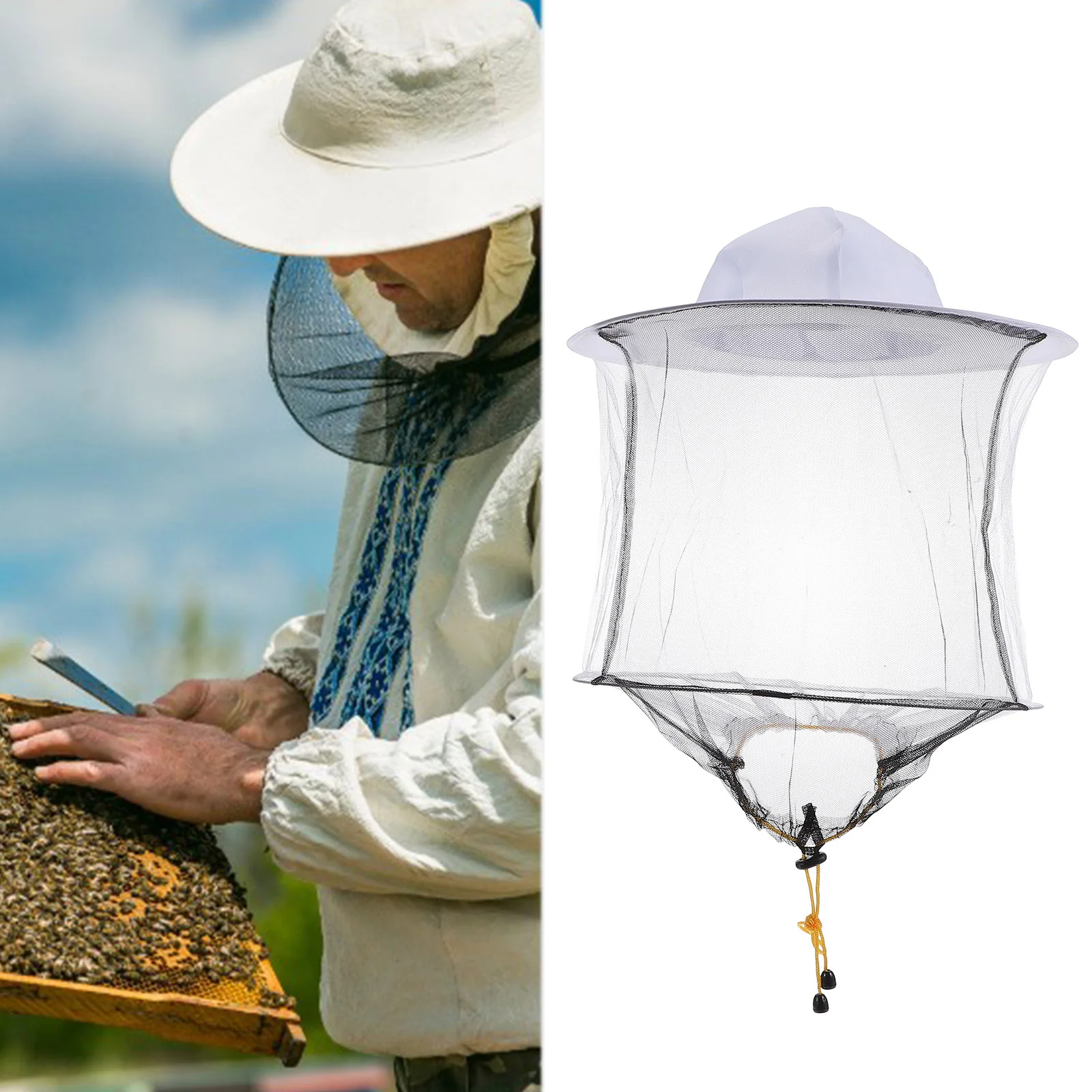 2 Pcs Beekeeping Hat with Veil Outdoor Supplies Major Gauze Beekeeper Steel Wire Repelling Face Protector Mesh Breathable