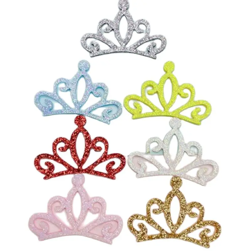 

30Pcs/lot Cartoon Glitter Crown Patches New Shiny Gold Powder Mini Hollow Crown Accessories DIY Headwear Clothing Appliques