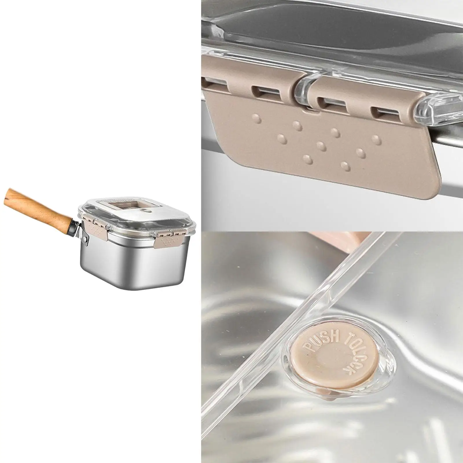 Small Deep Fryer Pot Wood Handle Home Kitchen Easy to Clean Frying Basket for Small Deep Fryer Pot Wood Handle Home Kitchen Easy to Clean Frying Basket for