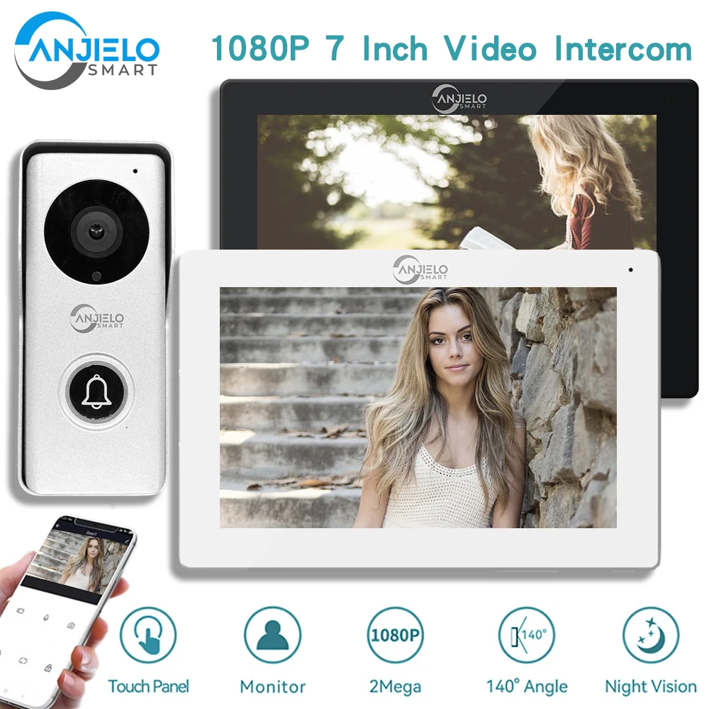 

Anjielo 7 Inch Wired Apartment Video Intercom Wifi Tuya Smart Life 1080P HD Call Camera Doorbell Door Phone for Private House