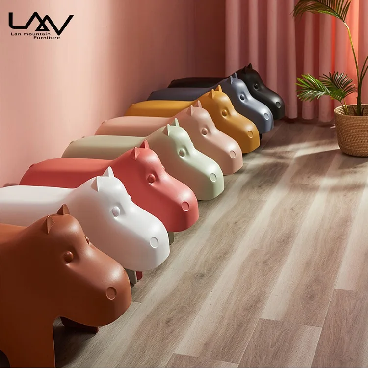 Fun Children Furniture Set Comfortable Colorful Plastic Hippo Kids' Chair Stool Used In Living Room Bedroom