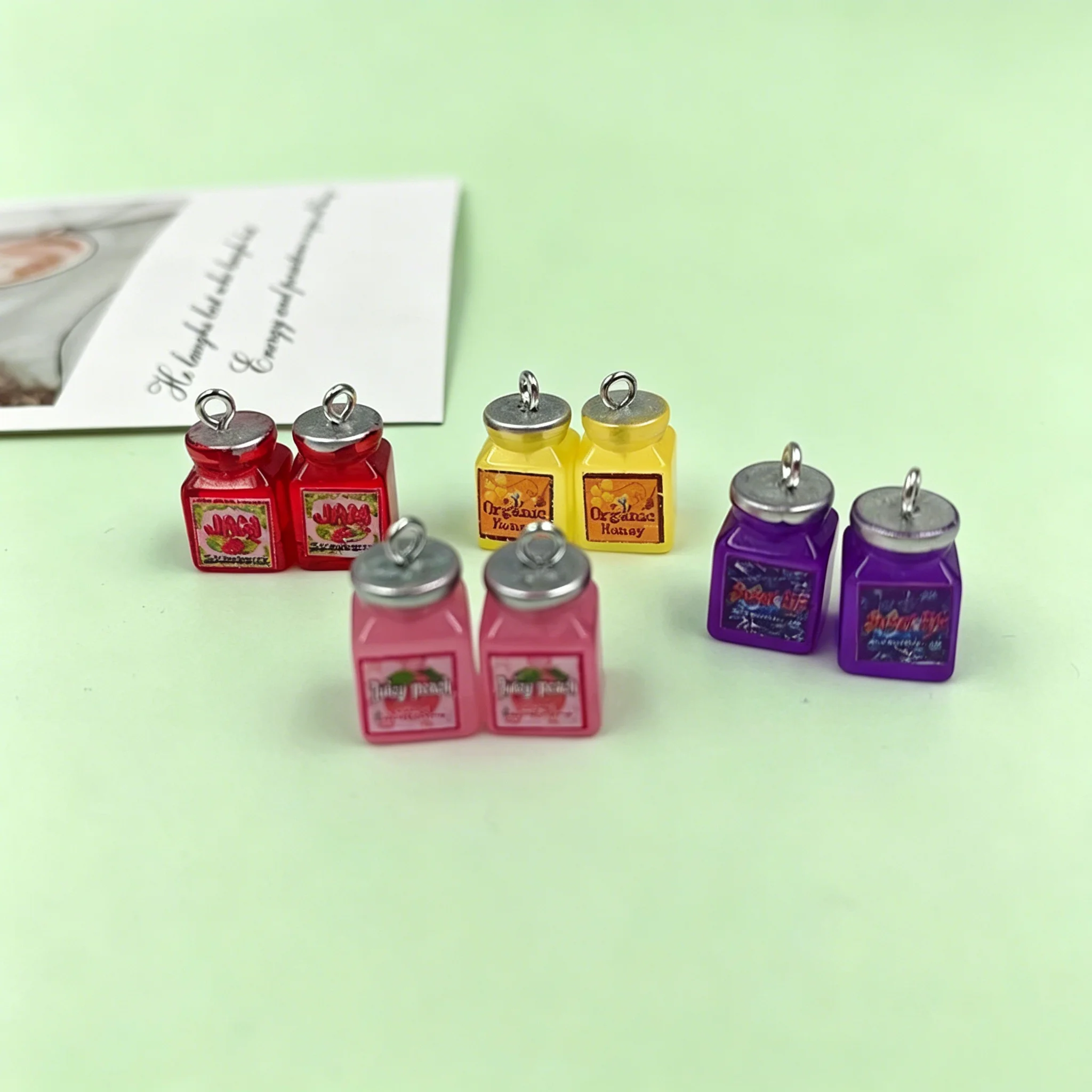 10개 시뮬레이션 음료수 레진 참 벌꿀 딸기잼 펜던트 DIY 쥬얼리 액세서리
