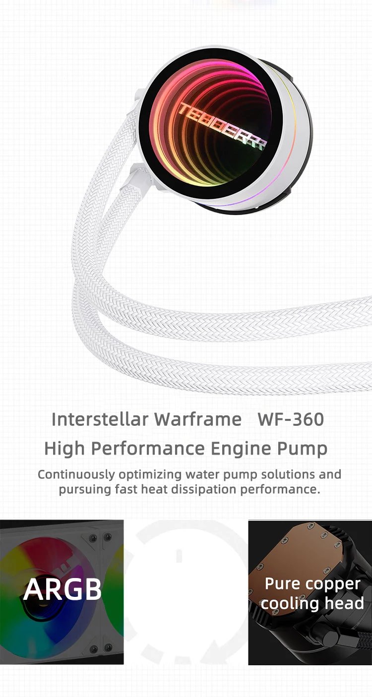 WF-360 CPU Cooler, 3 x 120 mm Water Cooling Radiator, PWM Pump, ARGB Fan, AMD AM