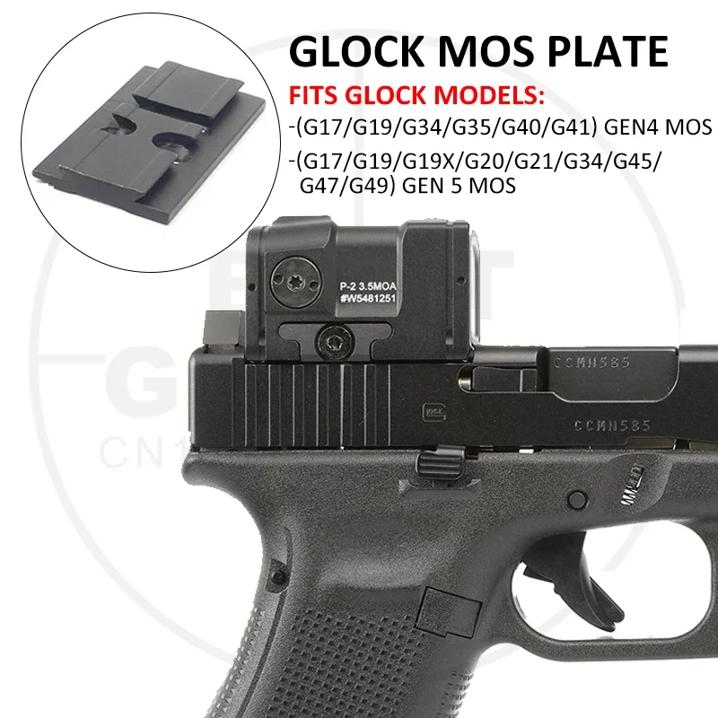 P-2 3.5MOA Red Dot Reflex Sight for Hunting Pistol Rifle Scope w/GLOCK Gen4/Gen5 MOS Plate&Lower 1/3 Co-witness Picatinny Mount