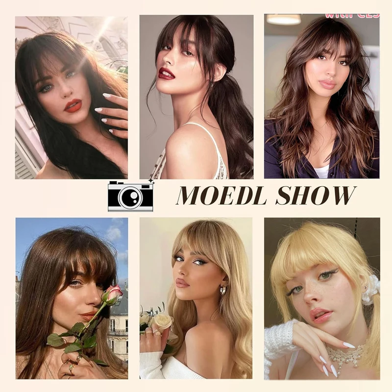 LUPU Clip Style Bangs Slim Fit Bangs Clip on Hair With Sideburns air Bangs Slightly Straight Bangs for Women Everyday Wear