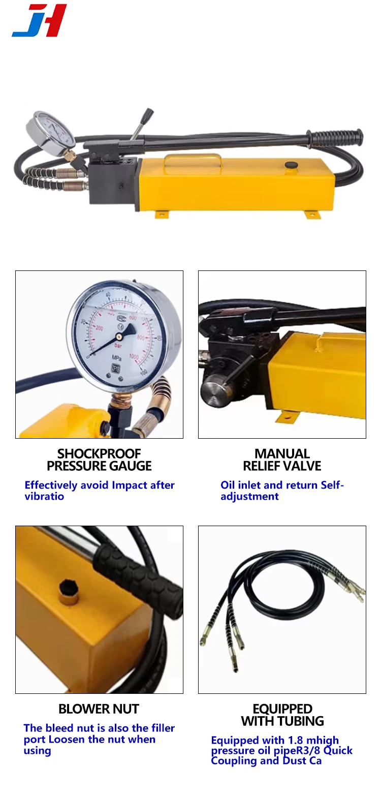 CP-800S Manual Hydraulic Pump 700kg/cm² High Pressure 3000cc Oil Tank 1.8m Hose