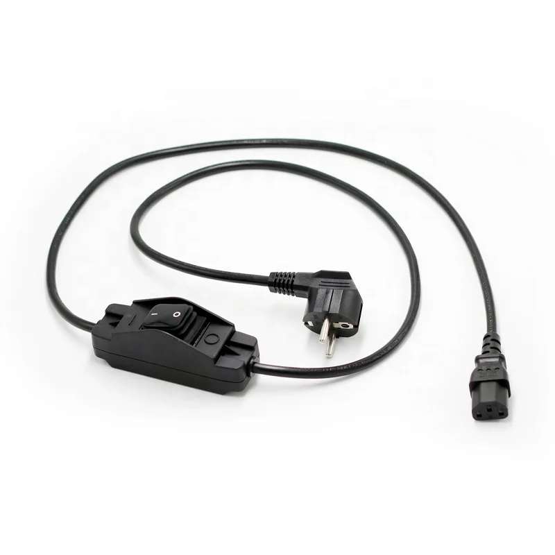 

European standard 3 pin waterproof online rocker switch with C13 plug H05VV-F 3*0.75mm2 PC power cord