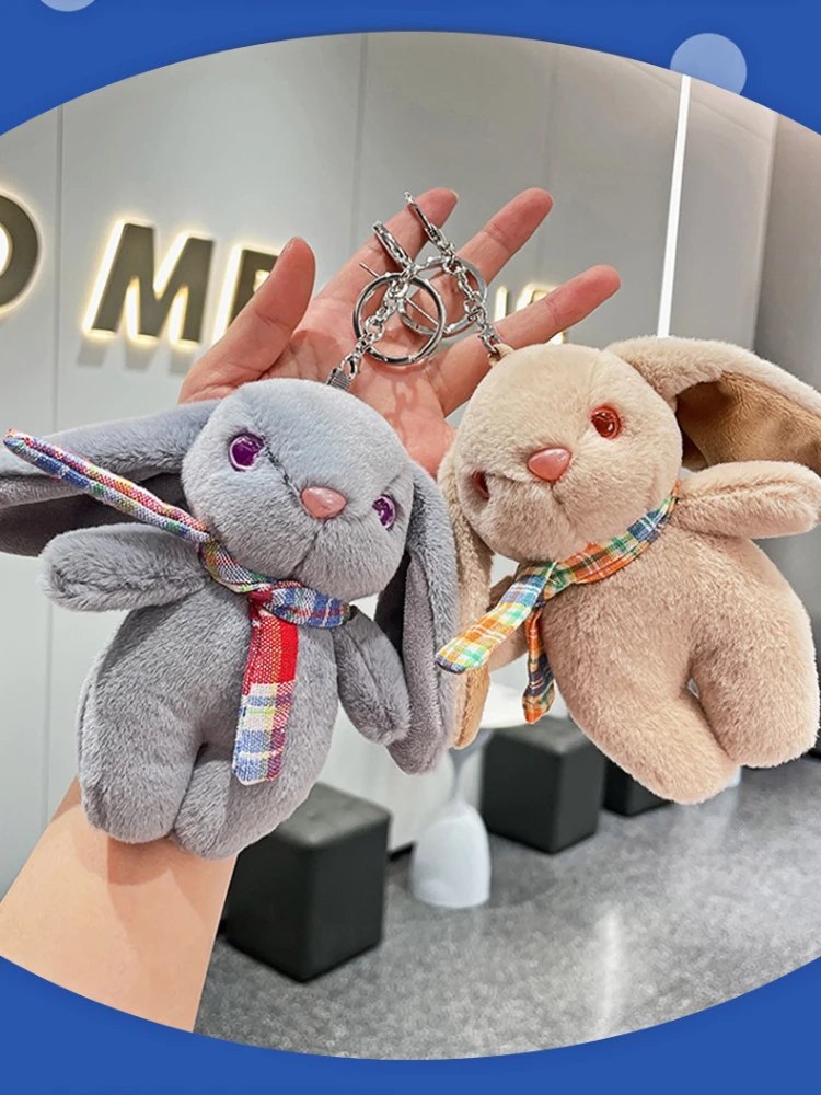 Creative Houndstooth Fashion Bunny Doll Key Chain Cute Temperament Rabbit  Plush Doll Woman Bag Pendant Gift Keychain Charms - AliExpress