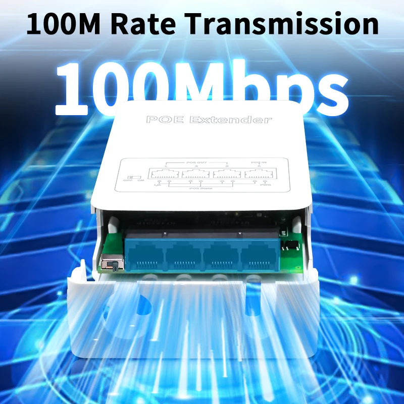 HORACO 4 포트 POE 익스텐더 100M 야외 방수 POE 리피터 IP30 VLAN 44-57V 30W POE 카메라 무선 AP