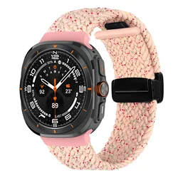 Magnetic Braided Nylon Strap - Premium Wrist Belt Bracelet Accessory for Galaxy 7 Ultra 47mm (Star pink)