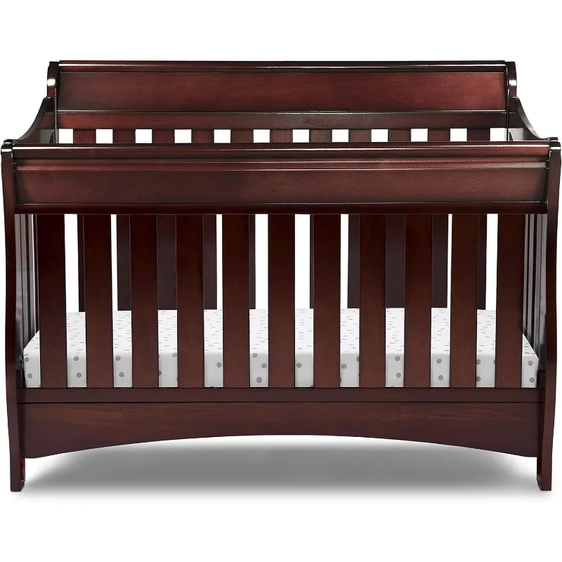 4-in-1 Convertible Baby Crib, Black Cherry Espresso 6