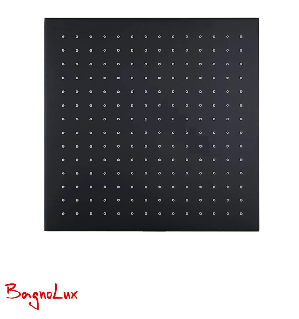 Description Picture 4 of itemBagnoLux Wels 8 /10/12" Solid Brass Square Shower Head With Gooseneck Ceiling Arm Matt Black Rainfall Rose With Cubic Shower Set
