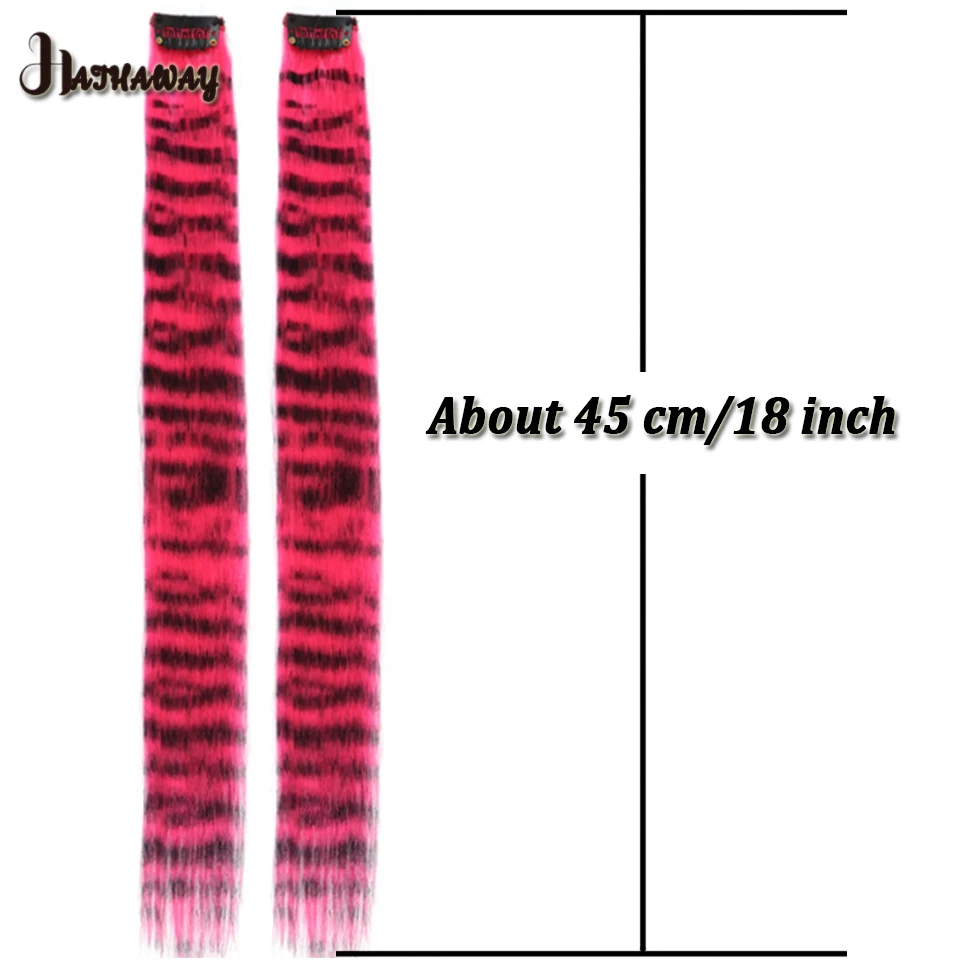 Color Hair Patch BB Clip Leopard Wig Synthetic Colored Silk Hanging Ear Dyed Long Straight Hair Pad Invisible Stripe Wig
