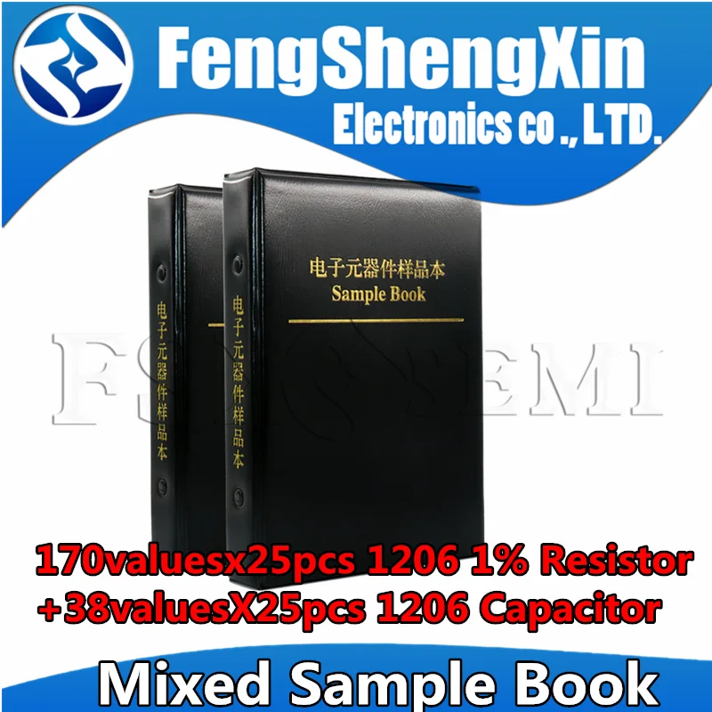 170valuesx25pcs=4250pcs 1206 SMD Resistor 0R~10M 1% + Capacitor 38valuesX25pcs=950pcs 0.5PF  0.5PF~22uF Mixed Sample Book