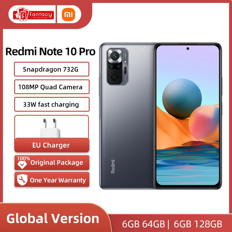 Смартфон Xiaomi Redmi Note 10 Pro 8 + 128 ГБ Snapdragon 732G 120 МП 6 67 Гц дюйма | Мобильные телефоны и