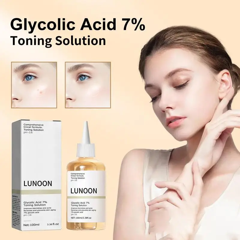 Glycolic Acid 7% Toning Solution Gentle Exfoliation Moisturizing Glycolic Acid Toner Face Toner Shrink Pores Skin Care 100ml