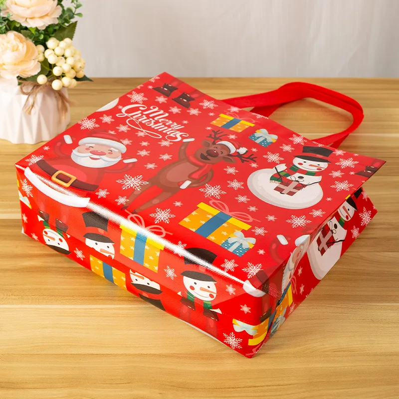 Christmas Gift Bags Gift Bags 15PC Tote Bags Santa Elk Snowflake Thickened Non-woven Waterproof