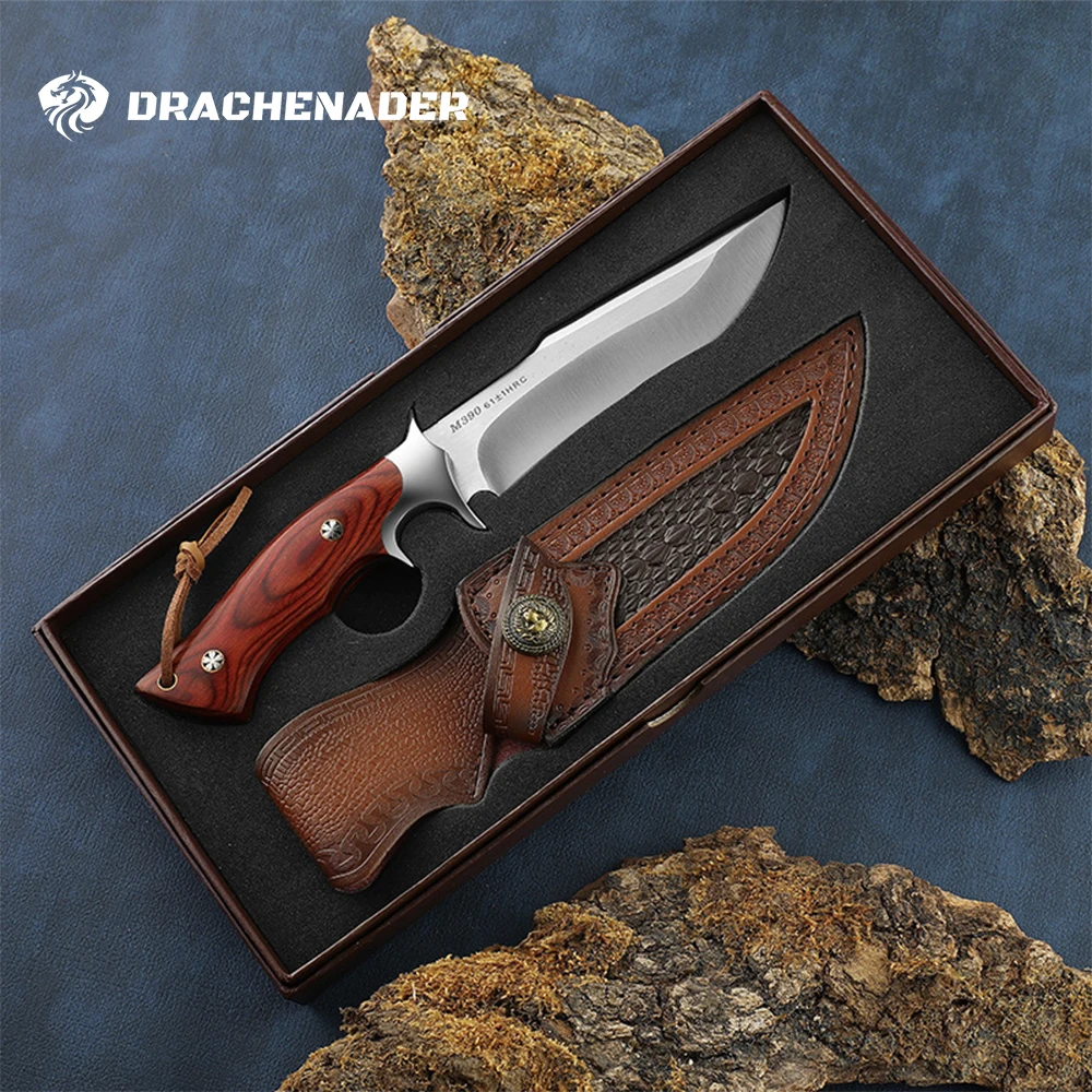 

Тактический боевой нож DRACHENADER M390, охотничьи ножи для самообороны, повседневного использования, выживания, для мужчин, Походный нож с фиксированным клинком